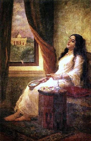 Raja Ravi Varma In Contemplation Norge oil painting art